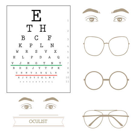 Eyesight test chart, eyeglassesのイラスト素材