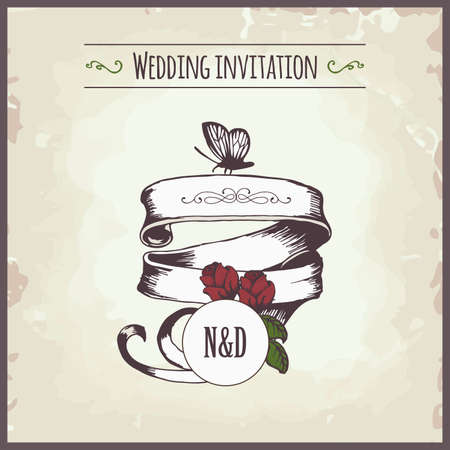 wedding invitation card templateのイラスト素材