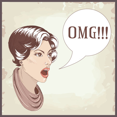 OMG, oh my God, retro style women のイラスト素材