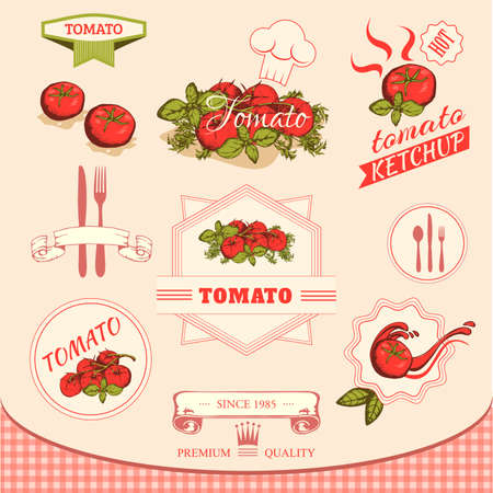 tomato vegetables, product label packaging design のイラスト素材