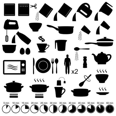 vector set icons cooking manual instructions,のイラスト素材