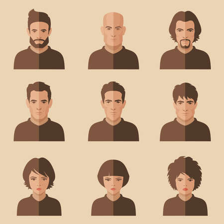 vector flat people face, avatar icon, cartoon characterのイラスト素材