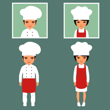 cooking vector illustration of cartoon icons cook, restaurant chef hatsのイラスト素材