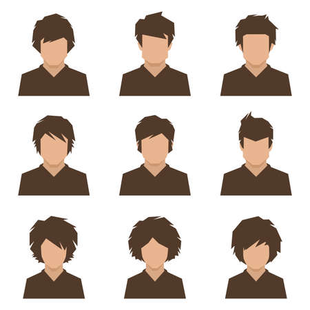 set of flat avatar, vector people icon, user faces design illustrationのイラスト素材