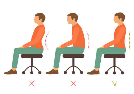 correct back position, vector illustration right person postureのイラスト素材