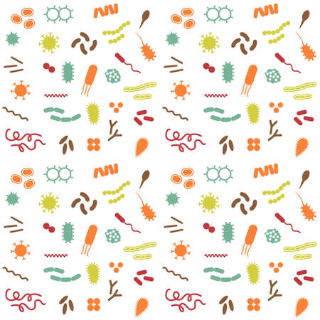 Vector bacteria and virus disease, cell biology icons,のイラスト素材