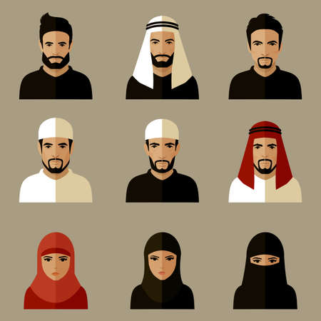 vector illustration, arabic people, Arab woman, Arabian manのイラスト素材