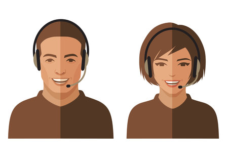 call center service, customer support, flat office vector iconのイラスト素材