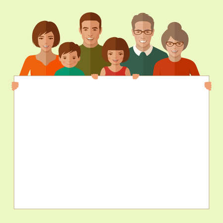 vector happy family portrait, cartoon people illustrationのイラスト素材