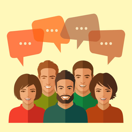 smile people group, business team, chat dialogueのイラスト素材