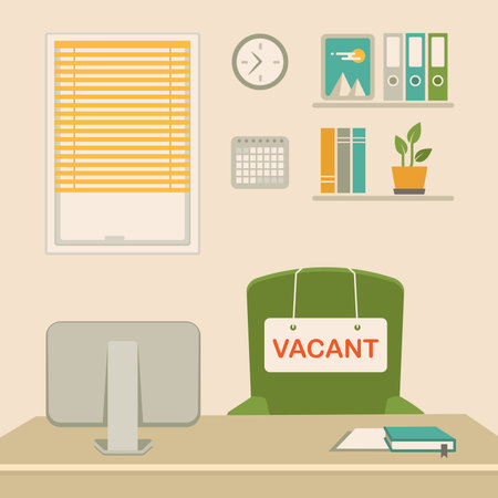 Illustration  of a vacant concept, office chair, business job vacancy, hiring recruitment.のイラスト素材