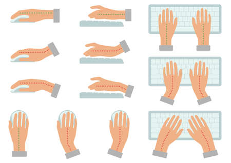Vector illustration of correct and incorrect hand and keyboardのイラスト素材