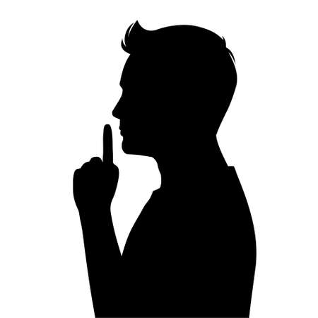 Businessman gesture Shh silence, vector illustration, Quite Gestureのイラスト素材