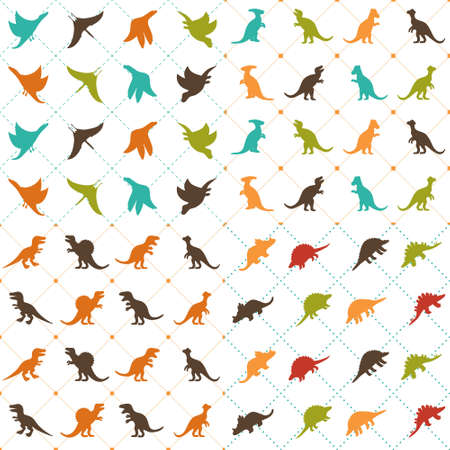 Dinosaur seamless pattern Vector. Tyrannosaurus, brontosaurus, stegosaurus, triceratopsのイラスト素材