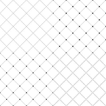 geometric seamless patterns set, black and white vector backgrounds collection.のイラスト素材