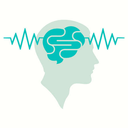 Vector illustration of brain activity. Waves in human headのイラスト素材