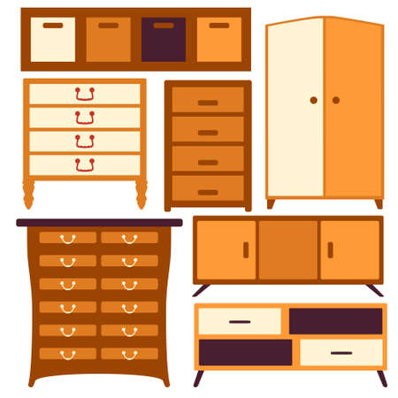 modern Furniture, cabinet collection, intrior design, vector illustrationのイラスト素材