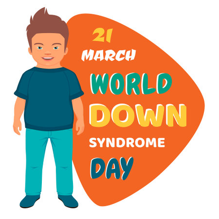 World Down Syndrome Day. disabled kid complex genetic disorders. vector illustrationのイラスト素材