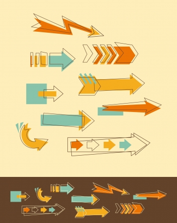 Illustration in retro-style Doodle Arrowsのイラスト素材