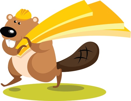 Beaver with planks on white background のイラスト素材
