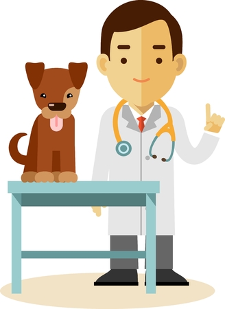 Veterinary concept with doctor medical examination of dogのイラスト素材