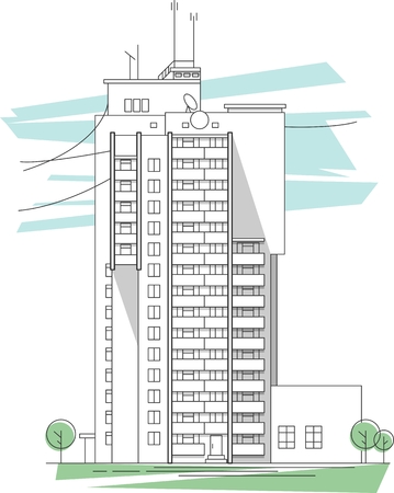 Architecture concept with abstract multistory residential houseのイラスト素材
