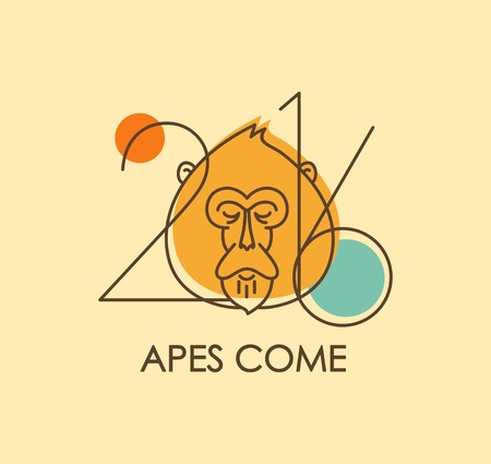 Year of the Monkey simbol with inscription 2016 and ape headのイラスト素材