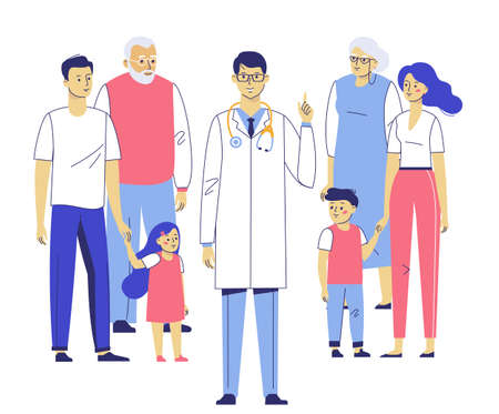 Family young practitioner doctor concept with patients.のイラスト素材