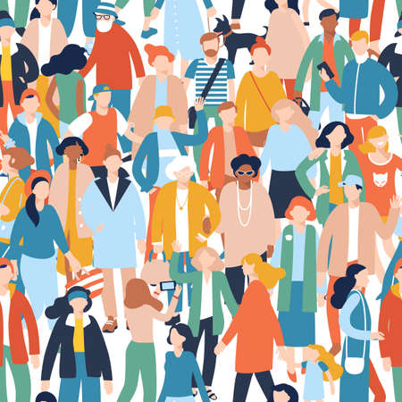 Group of different people in community isolated on endless backgroundのイラスト素材