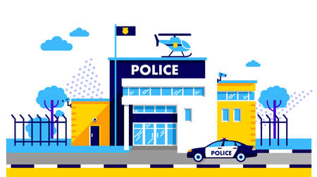 City police department building in trendy flat styleのイラスト素材