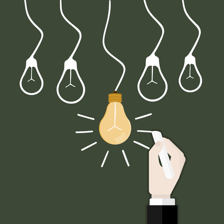 Vector idea icon background. Flat design illustrationのイラスト素材