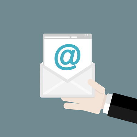 Hand holding mail. Flat design web iconsのイラスト素材