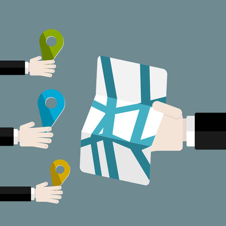 Hand holding map. Flat design web iconsのイラスト素材