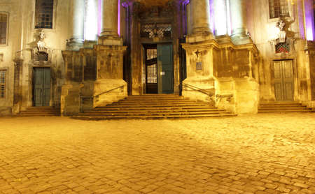 Entrance to the Dominican church n the eveningの写真素材