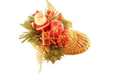 Santa Claus on Christmas in straw shoesの写真素材
