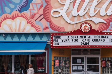 Toronto, ON Canada 12/27/19: Street scene of colorful nightclub in the Dundas St Little Portugal neighbourhood.のeditorial素材
