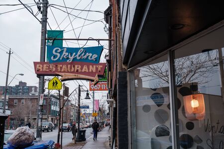 Toronto, ON Canada 12/27/2019: Street scene along the Queen Street section of Parkdale.のeditorial素材