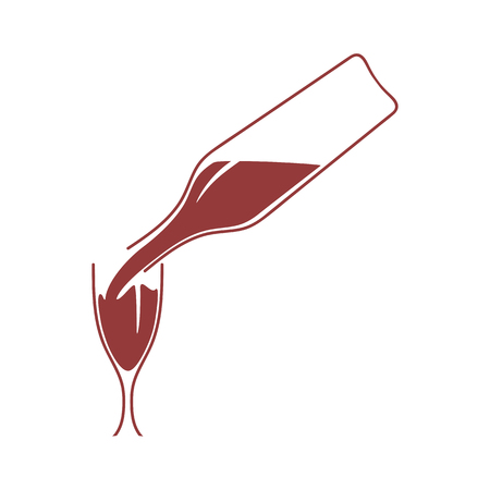 Wine symbol.Wine  pouring from a bottle in glass. Concept idea for business. Vector illustration.のイラスト素材
