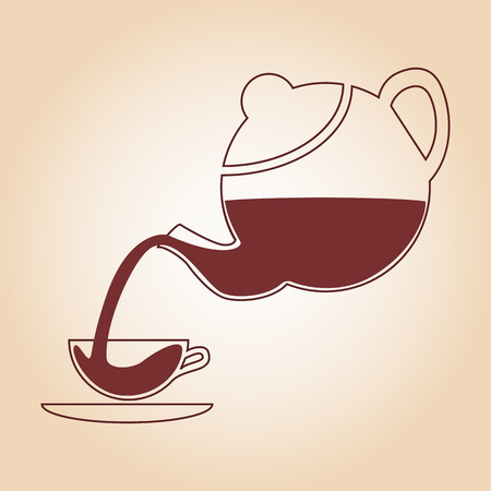 Tea sign or symbol. Tea pouring from a teapot in cup. Concept idea for design, Website, Background, Banner. Element Template for Infographic or Restaurant Menu . Vector illustration.のイラスト素材