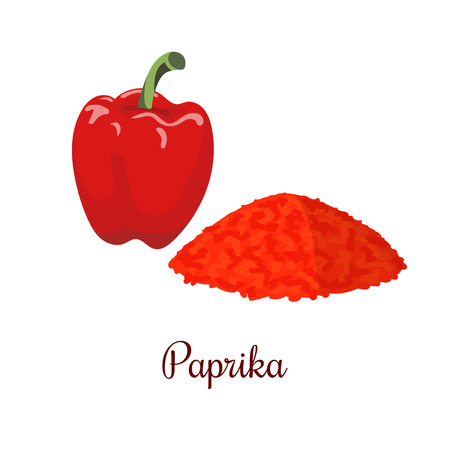 Paprika realistic style isolated on white background. Paprika powder. Spice symbol. For food design, restaurant, store, market, natural health care products. Can be used as price tag, labelのイラスト素材