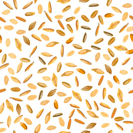 Seamless pattern wheat and rye grains. Vector illustration. Isolated.のイラスト素材