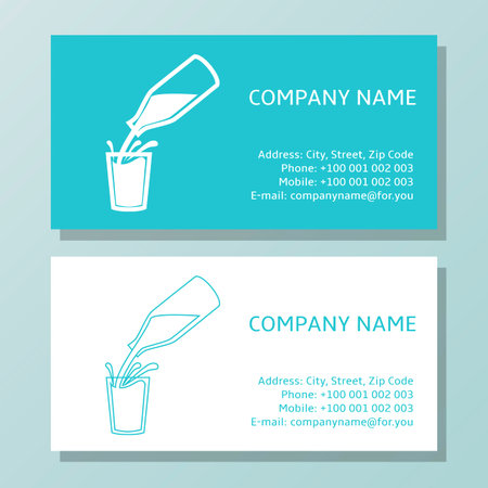 Natural milk symbol. Business Card Set for dairy company. Vector illustrationのイラスト素材