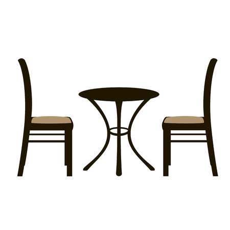 shablonTable and a pair of chairs. Vector illustration. for cafe, furniture shopのイラスト素材