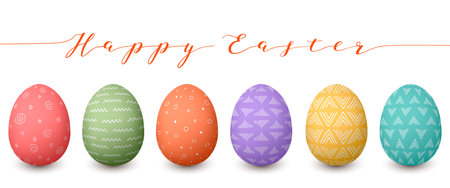 Happy Easter eggs set vector illustrationのイラスト素材