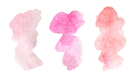 Abstract red pink purple paint stains backgrounds set stract watercolor blotsの写真素材