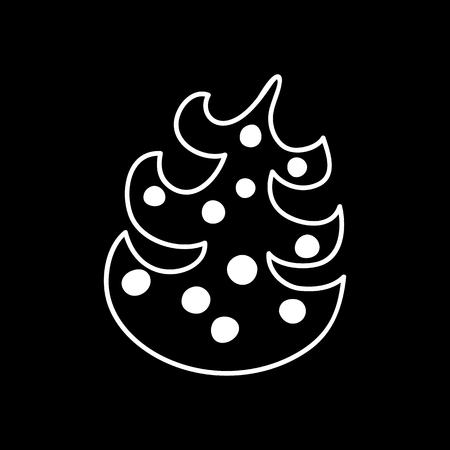 Christmas tree with gifts. Christmas card. retro icon. isolated white silhouette. Vector cartoon chalk styleのイラスト素材
