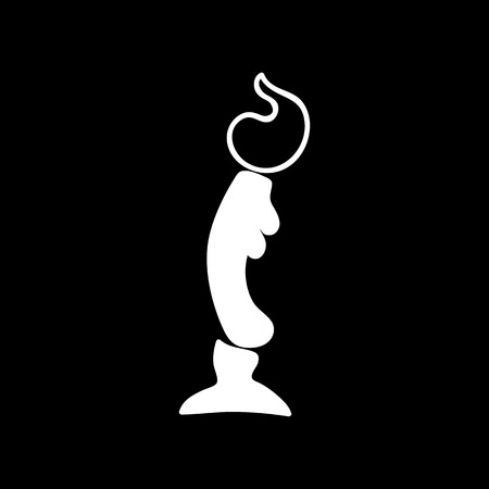 simple candle icon. isolated white silhouette. illustration, cartoon chalk styleのイラスト素材