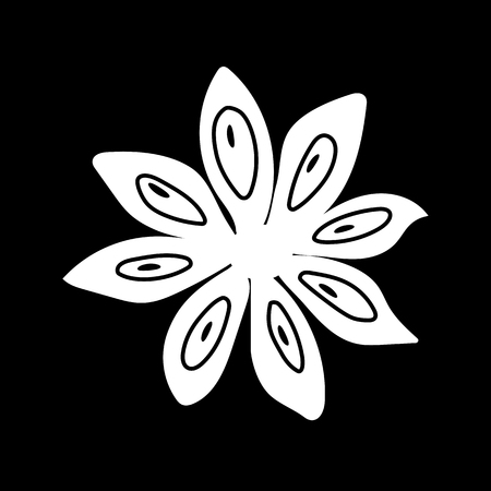 Star anise, isolated icon. white silhouette. Vector illustration.のイラスト素材