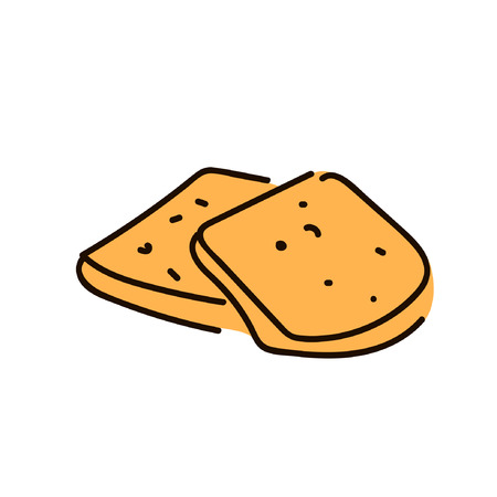 pieces of white loaf on the white background. pen style. flat iconic symbol toastのイラスト素材