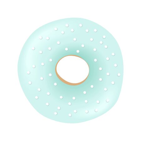 One sweet blue donut with dotted icing and sprinkles isolated on white background. Vector illustration.のイラスト素材